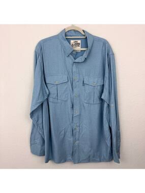 Zero Foxtrot Mens F'n Soft Daily Shirt Size L Long Sleeve Lightweight Light Blue